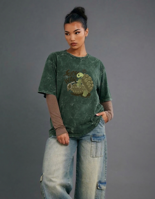 FUCK WAR-Unisex Acid Washed Oversized Tee