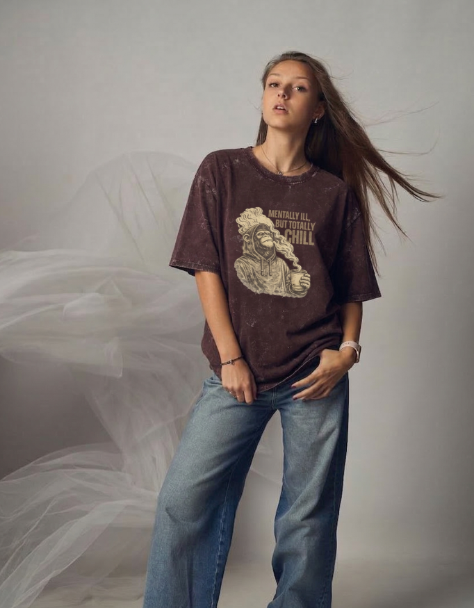 CHILL-Unisex Acid Washed Oversized Tee