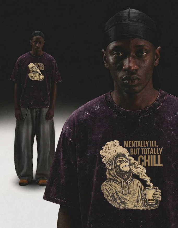 CHILL-Unisex Acid Washed Oversized Tee
